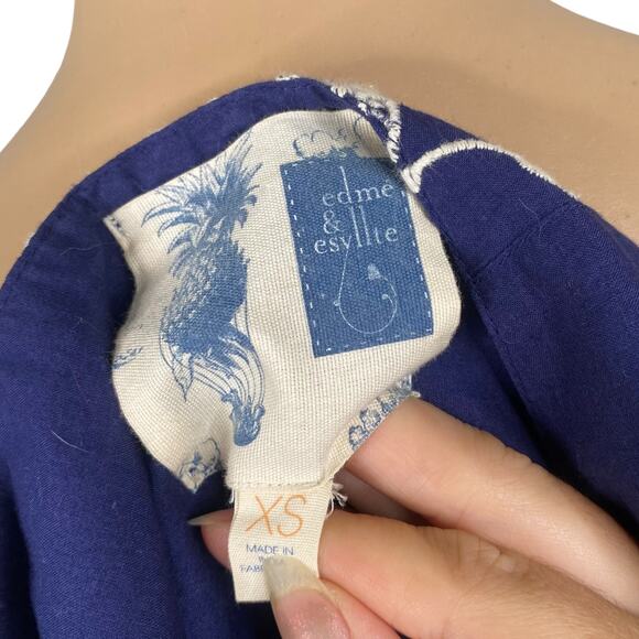 Anthropologie Y2K Blue White Embroidered Eyelet A-line Dress SZ XS - Picture 8 of 10